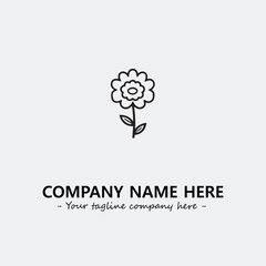 Flower illustration black and white for logo company vector image
