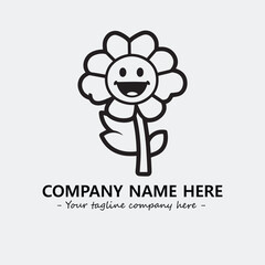 Flower illustration black and white for logo company vector image
