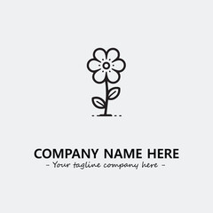 Flower illustration black and white for logo company vector image
