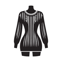 Stylish Knit Sweater silhouette, soft texture meets modern design &ndash; Knit Sweater illustration &ndash; Minimalist Knit Sweater vector &ndash; Ladies dress silhouette

