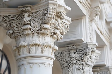 Obraz premium Ornate white stone columns with detailed craftsmanship 