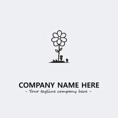 Flower illustration black and white for logo company vector image
