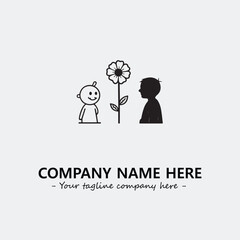 Flower illustration black and white for logo company vector image
