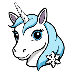  unicorn head with icy blue fur
