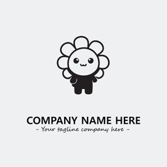 Flower illustration black and white for logo company vector image
