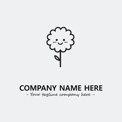 Flower illustration black and white for logo company vector image
