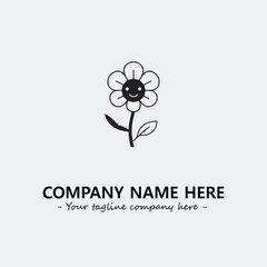 Flower illustration black and white for logo company vector image

