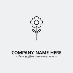 Flower illustration black and white for logo company vector image
