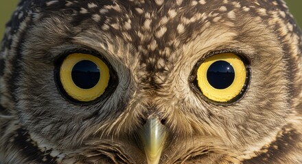 Obraz premium Intense Gaze A captivating close up of an owl face with piercing stare