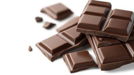 A pile of chocolate bars with some of them broken. Concept of indulgence and temptation, as the chocolate is a popular treat that many people enjoy