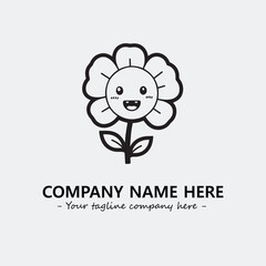 Flower illustration black and white for logo company vector image
