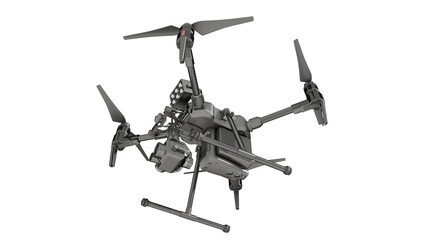 Bottom view of Drone-finder. Isolated on a transparent background. 3D illustration.