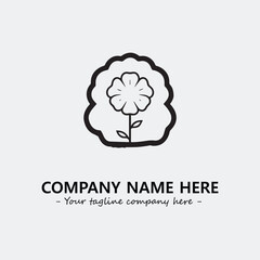 Flower illustration black and white for logo company vector image
