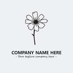 Flower illustration black and white for logo company vector image
