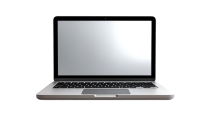 Laptop with Blank Screen: A sleek, modern laptop sits ready for use. with a pristine, empty screen perfect for showcasing your content, application or website.