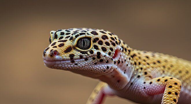 Captivating close-up showing the wonderful features of a leopard gecko face