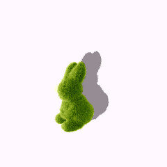 Grass rabbit on bright background. Minimal concept.