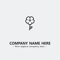 Flower illustration black and white for logo company vector image
