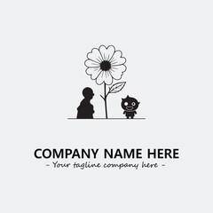 Obraz premium Flower illustration black and white for logo company vector image 