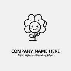 Flower illustration black and white for logo company vector image
