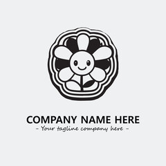 Flower illustration black and white for logo company vector image
