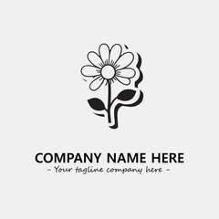 Flower illustration black and white for logo company vector image
