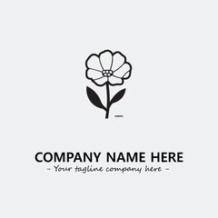 Flower illustration black and white for logo company vector image
