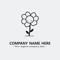 Flower illustration black and white for logo company vector image
