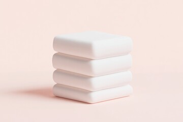 Stacked white cubes on a light pink background