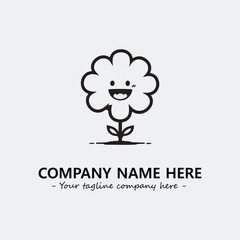 Flower illustration black and white for logo company vector image
