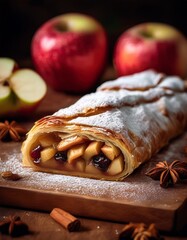 Veganer Apfelstrudel mit Zimt und Rosinen