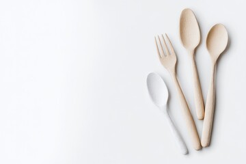 Simple wooden and plastic utensils