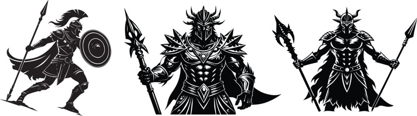 Fototapeta premium Inspired by ancient warriors, this silhouette is ready for bold apparel designs