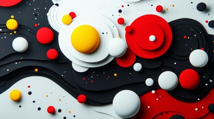Obraz premium Abstract 3D composition with vibrant spheres and layered graphic elements