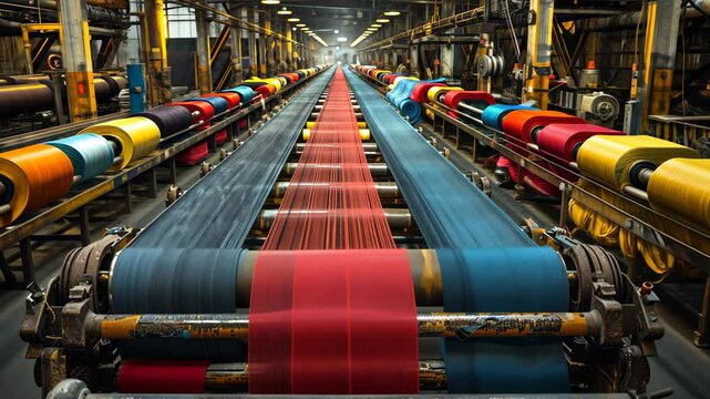 industrial weaving and fabric rolling system