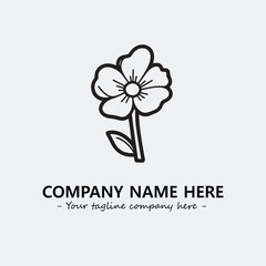 Flower illustration black and white for logo company vector image
