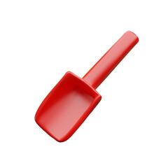 3d child shovel. Three-dimensional vector illustration gardening tool. Summer sand equipment. Leisure game on the beach. Agriculture hobby in the farm. Baby handle scoop. Plastic instrument recreation
