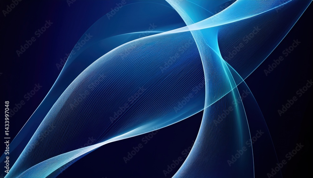 Poster dynamic blue wave patterns digital art creation abstract design virtual environment close-up perspec