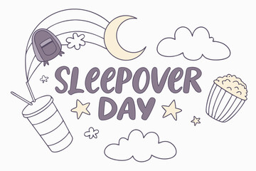 NATIONAL SLEEPOVER DAY vector illustration