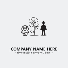 Flower illustration black and white for logo company vector image
