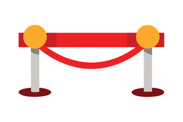 Elegant vector illustration of a red velvet rope barrier with gold posts