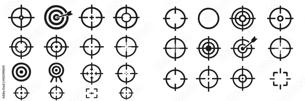 Poster Various target symbols represent precision in different contexts, showcasing unique designs and patterns used for aiming or marking