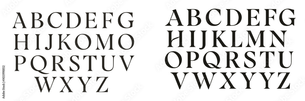 Poster stylized alphabet displays featuring uppercase letters in elegant serif font for creative design pro