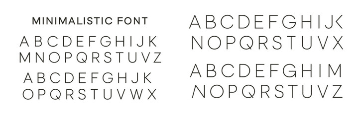 Minimalistic font styles showcasing uppercase letters on a plain background for design inspiration