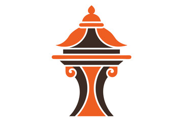 Stylized Asian Style Tower with Architectural Details and Ornamental Elements, Modern Look