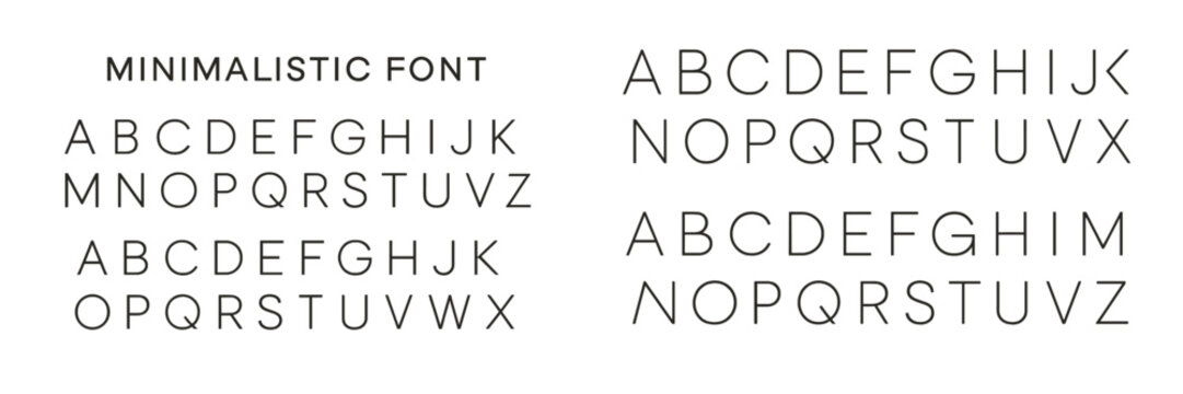 Minimalistic font styles showcasing uppercase letters on a plain background for design inspiration