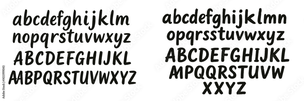 Poster Creative display of handwritten alphabet styles showcasing both uppercase and lowercase letters in a minimalist design