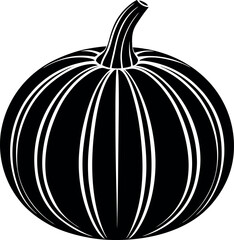Pumpkin Silhouette in Black | Fall Harvest Vegetable Vector for Halloween, Autumn & Craft