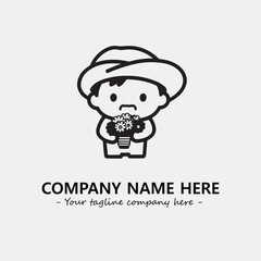 Flower illustration black and white for logo company vector image
