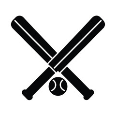 Cricket Bats and Ball Icon in Crossed Symbol Design